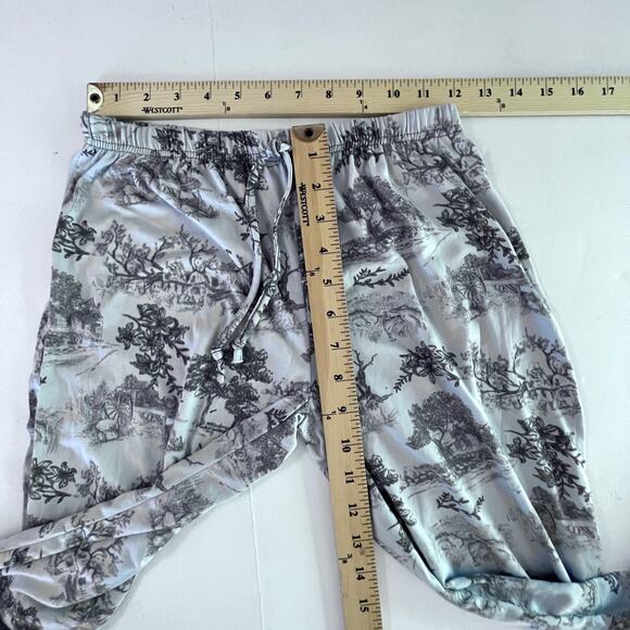 NEW PJ Lounge Pants Womens Sz S Blue Black Floral Trees House Wagon Country - Picture 4 of 7